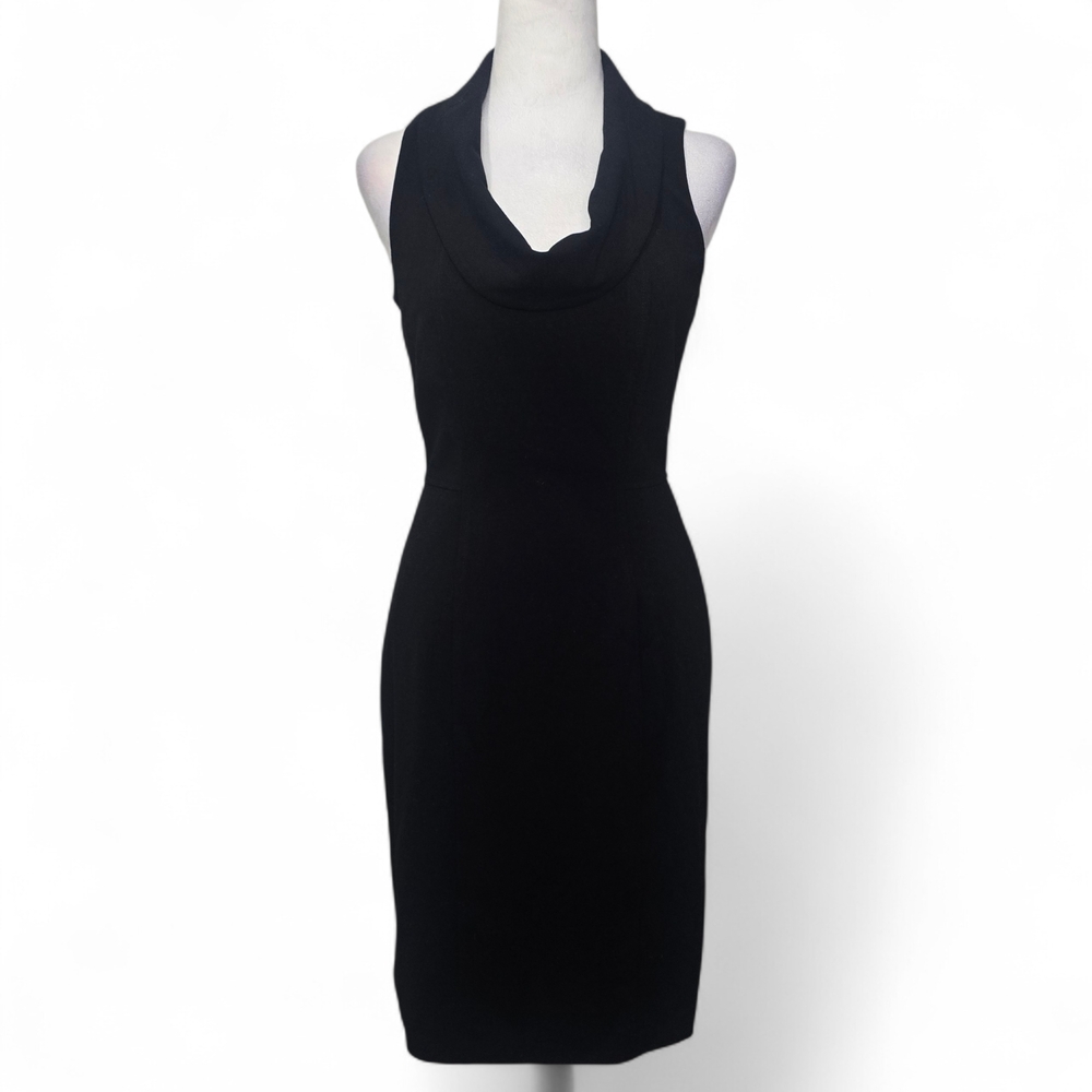 White House Black Market Black Cowl Neck Midi Dress‎ Size 4